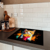 Kat - Eten - Patat - Graffiti - Abstract Inductie beschermer vinyl 3mm middel -sfeer3