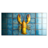 Kreeft - Geel - Blauw - Tegels Spatscherm Aluminium klein -3d_volledig
