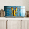 Kreeft - Geel - Blauw - Tegels Spatscherm Aluminium klein -sfeer2
