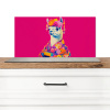 Lama - Kimono - Bloemenkrans - Felroze Spatscherm Aluminium klein -3d_zonderpan