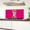 Lama - Kimono - Bloemenkrans - Felroze Spatscherm Aluminium klein -sfeer4