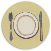 Illustratie - Bord - Bestek - Beige KitchenYeah - Keuken - Wandcirkel Forex klein -3d