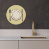 Illustratie - Bord - Bestek - Beige KitchenYeah - Keuken - Wandcirkel Forex klein -sfeer1