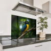 Vogel - Tak - Geel - Bladeren Spatscherm Aluminium klein -3d_volledig