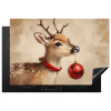 Kerst - Hert - Gewei - Kerstbal - Rendier Inductie beschermer vinyl 3mm middel -3d