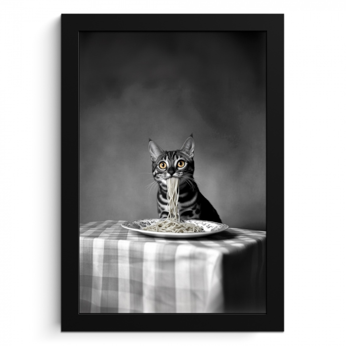Bengaal - Kat - Tafelkleed - Zwart - Wit - Dier KitchenYeah - Keuken - Fotolijst klein -3d
