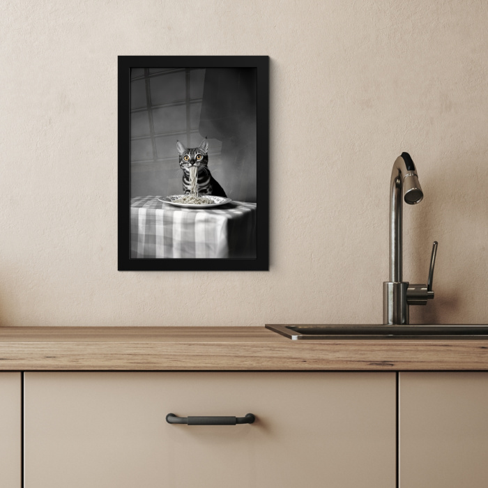 Bengaal - Kat - Tafelkleed - Zwart - Wit - Dier KitchenYeah - Keuken - Fotolijst klein -sfeer2
