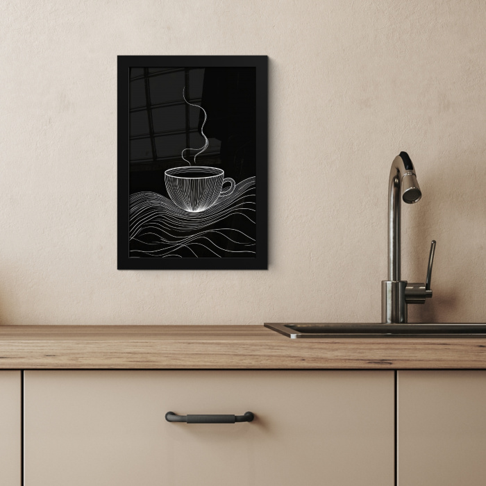 Lijntekening - Koffiekop - Zwart KitchenYeah - Keuken - Fotolijst klein -sfeer2