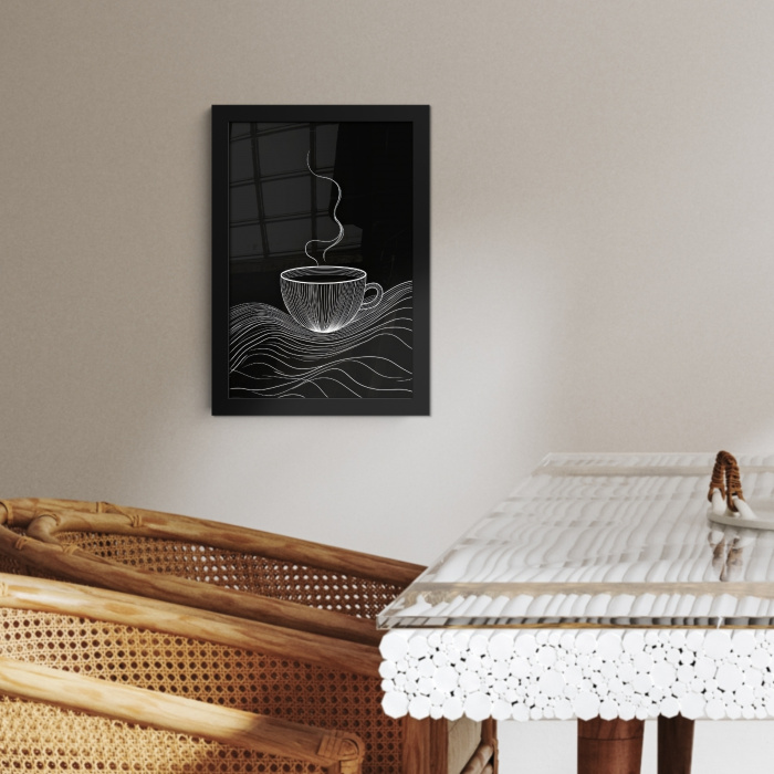 Lijntekening - Koffiekop - Zwart KitchenYeah - Keuken - Fotolijst klein -sfeer3