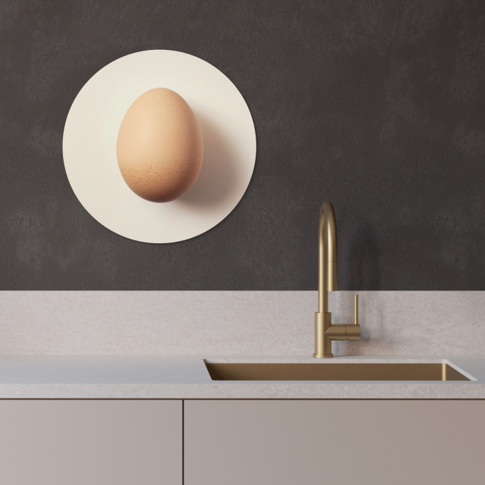 Ei - Beige - Ovaal - Egaal KitchenYeah - Keuken - Wandcirkel Forex klein -sfeer1
