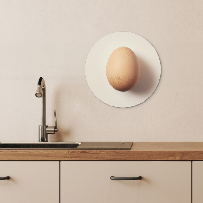 Ei - Beige - Ovaal - Egaal KitchenYeah - Keuken - Wandcirkel Forex klein -sfeer3