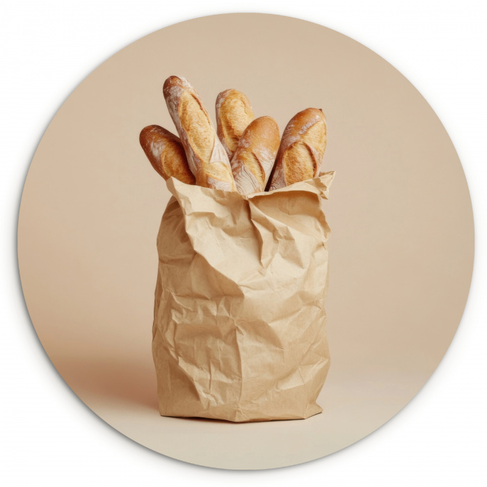 Baguette - Brood - Stokbrood - Beige KitchenYeah - Keuken - Wandcirkel Forex klein -3d