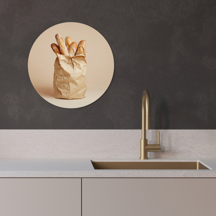 Baguette - Brood - Stokbrood - Beige KitchenYeah - Keuken - Wandcirkel Forex klein -sfeer1