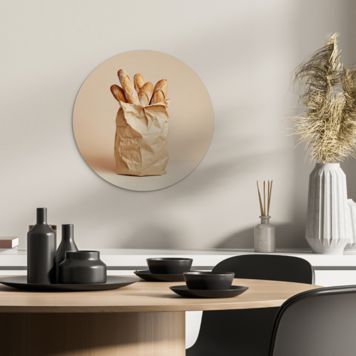 Baguette - Brood - Stokbrood - Beige KitchenYeah - Keuken - Wandcirkel Forex klein -sfeer2
