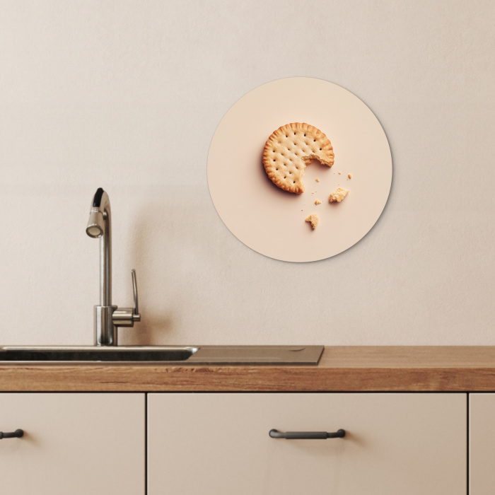 Koekje - Kruimels - beige KitchenYeah - Keuken - Wandcirkel Forex klein -sfeer3