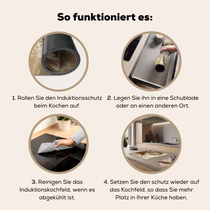 Kokosnoot - Water - Beige - Spetters Inductie beschermer vinyl 3mm middel -tsfeer9_DE