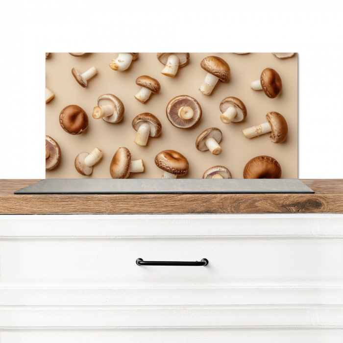 Kastanje Champignons - Beige Spatscherm Aluminium klein -3d_zonderpan