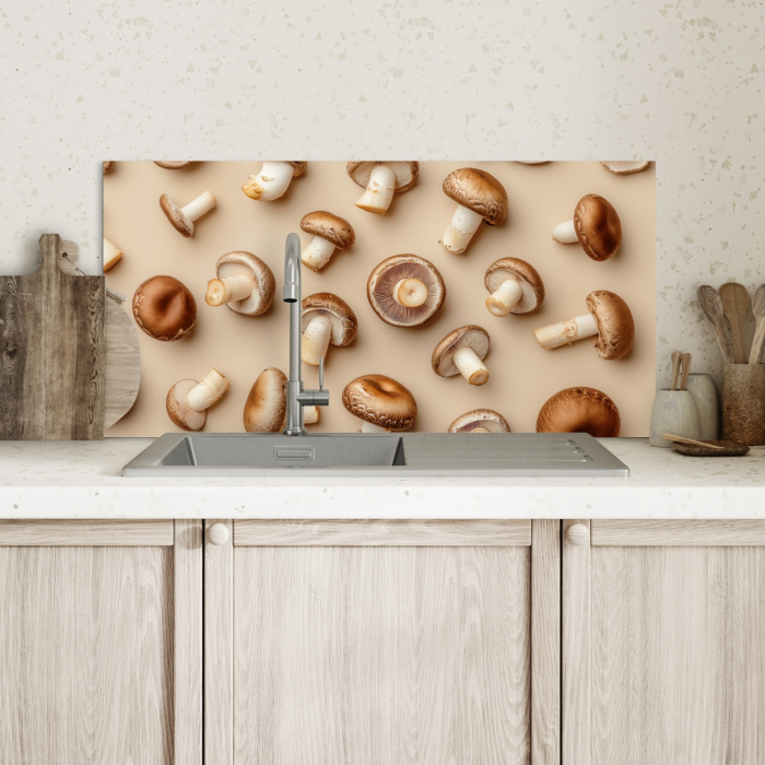 Kastanje Champignons - Beige Spatscherm Aluminium klein -sfeer2