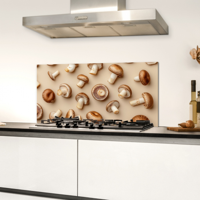 Kastanje Champignons - Beige Spatscherm Aluminium klein -sfeer4