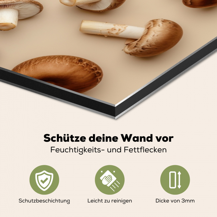 Kastanje Champignons - Beige Spatscherm Aluminium klein -zcloseup_DE