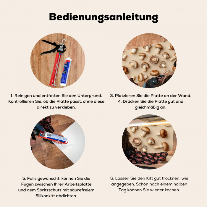 Kastanje Champignons - Beige Spatscherm Aluminium klein -zgebruik_DE