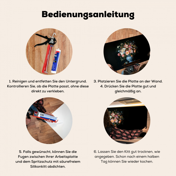 Roze - Bloemen - Vaas - Kleuren Spatscherm Aluminium klein -zgebruik_DE