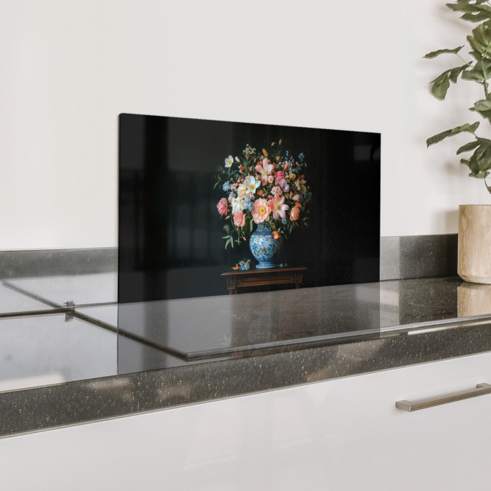 Roze - Bloemen - Vaas - Kleuren Spatscherm Aluminium klein -zzproduct_nieuw