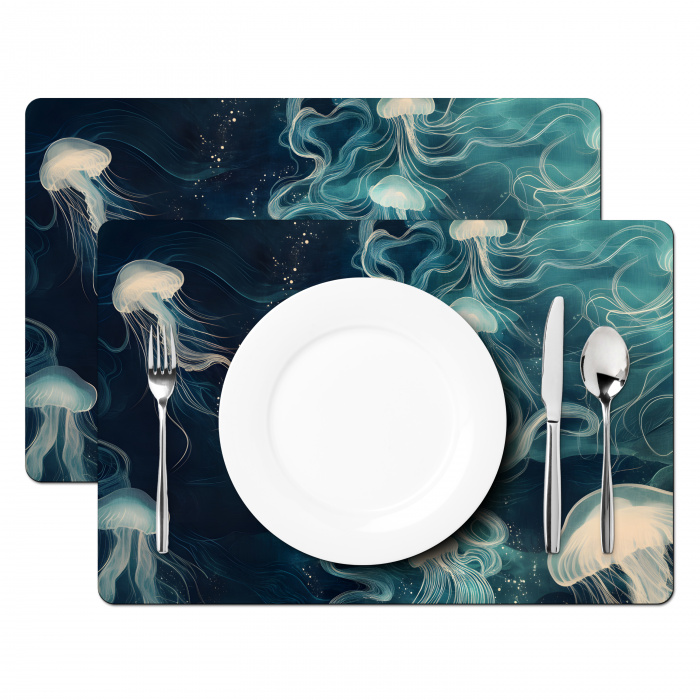 Kwallen - Zee - Wit - Golven Placemat vinyl groot -zzsfeer2_Kitchenyeah-website