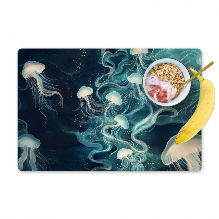 Kwallen - Zee - Wit - Golven Placemat vinyl groot -zzzproduct_Kitchenyeah-website