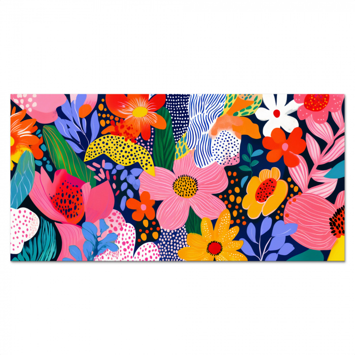 Kleurrijk - Bloemen - Abstract - Stippen Spatscherm Aluminium klein -3d_volledig