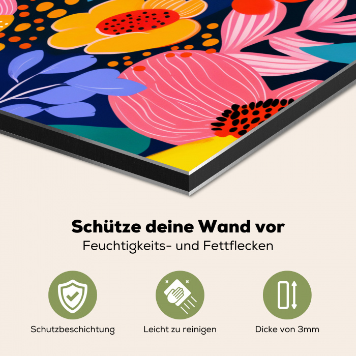 Kleurrijk - Bloemen - Abstract - Stippen Spatscherm Aluminium klein -zcloseup_DE