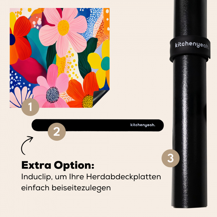 Bloemen - Kleurrijk - Stippen Inductie beschermer vinyl 3mm middel -zzzzzzz-induclip_DE