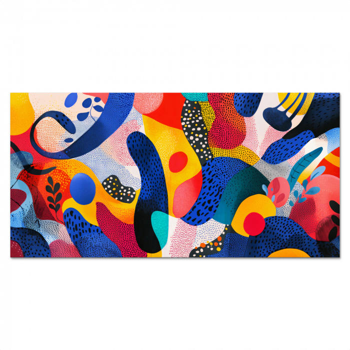 Vormen - Abstract - Stippels - Blauw Spatscherm Aluminium klein -3d_volledig