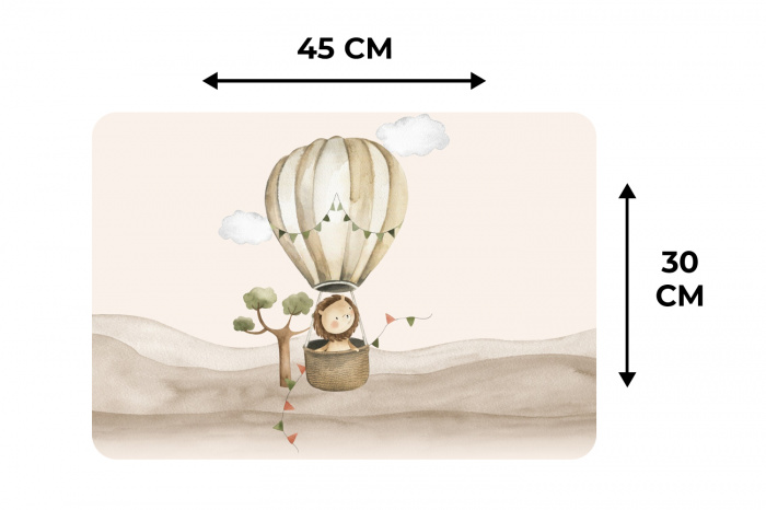 Luchtballon - Leeuw - Watercolor - Safari - Dieren Placemat vinyl groot -specs