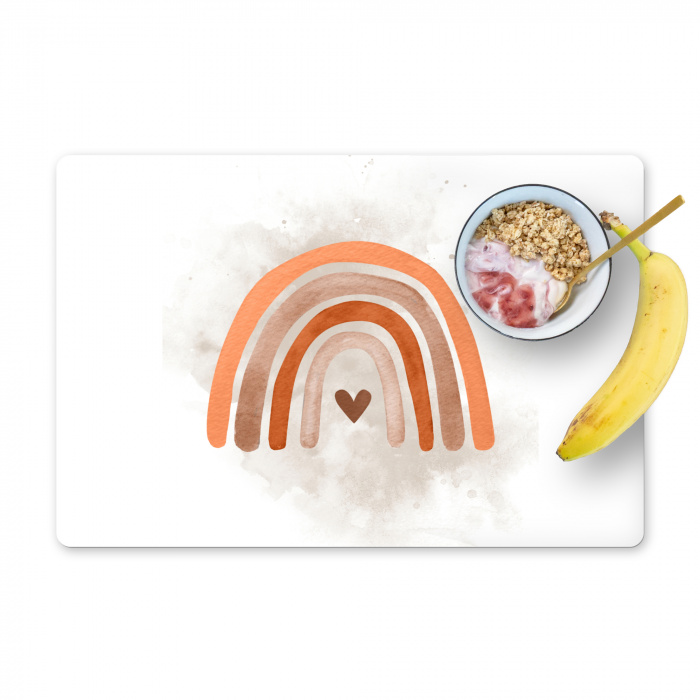 Regenboog - Roze - Pastel kleuren - Hartje Placemat vinyl groot -zzzproduct_Kitchenyeah-website