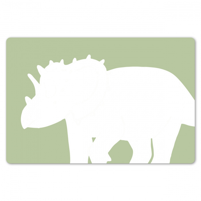 Dino - Triceratops - Dinosaurus - Groen Placemat vinyl groot -zzsfeer1_Kitchenyeah-website
