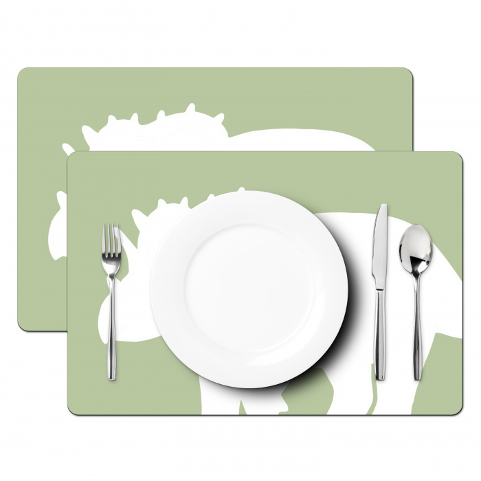 Dino - Triceratops - Dinosaurus - Groen Placemat vinyl groot -zzsfeer2_Kitchenyeah-website