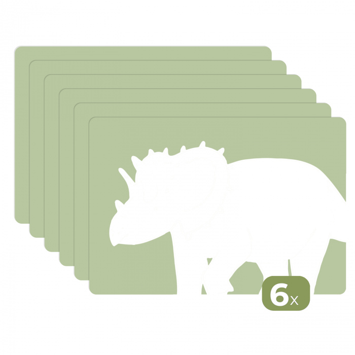 Dino - Triceratops - Dinosaurus - Groen Placemat vinyl groot -zzsfeer3_Kitchenyeah-website
