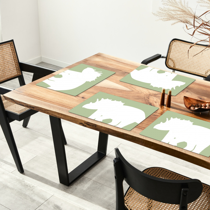 Dino - Triceratops - Dinosaurus - Groen Placemat vinyl groot -zzsfeer4_Kitchenyeah-website