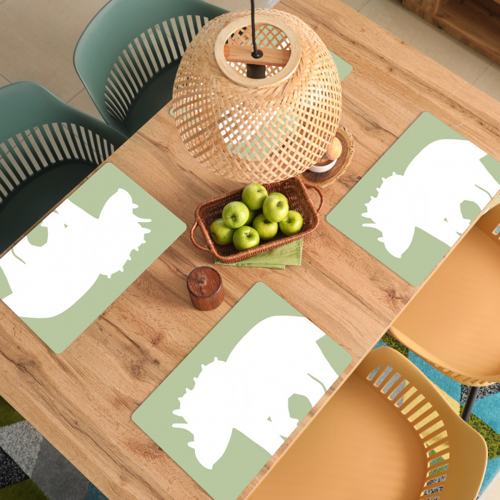 Dino - Triceratops - Dinosaurus - Groen Placemat vinyl groot -zzsfeer5_Kitchenyeah-website