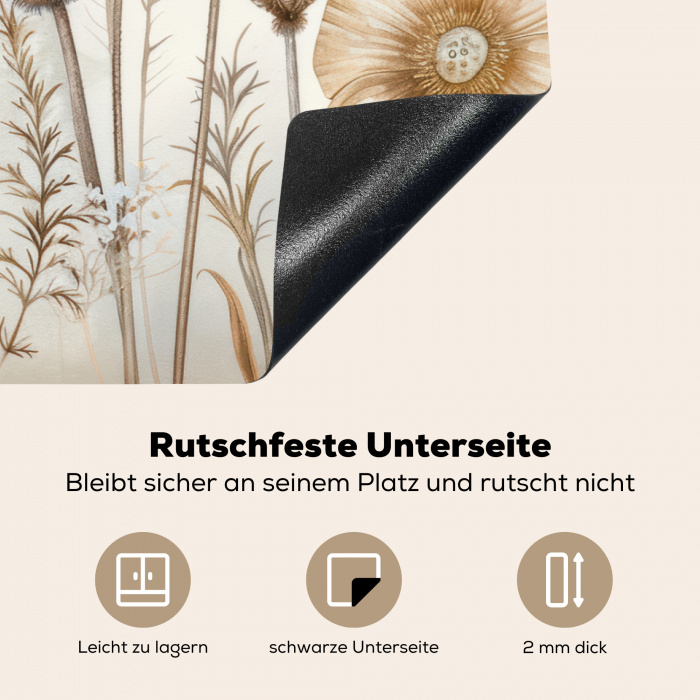 Bloemen - Beige - Natuur - Illustratie Inductie beschermer vinyl 3mm klein -tsfeer4_DE