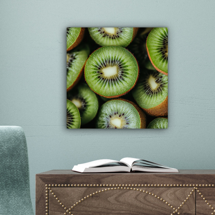 Kiwi - Fruit - Groen canvas 2cm klein -sfeer4