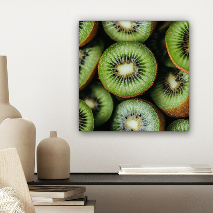 Kiwi - Fruit - Groen canvas 2cm klein -sfeer6