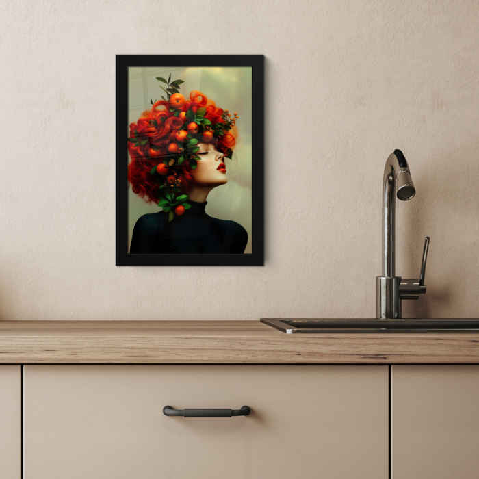 Vrouw - Appels - Rood - Bladeren KitchenYeah - Keuken - Fotolijst klein -sfeer2