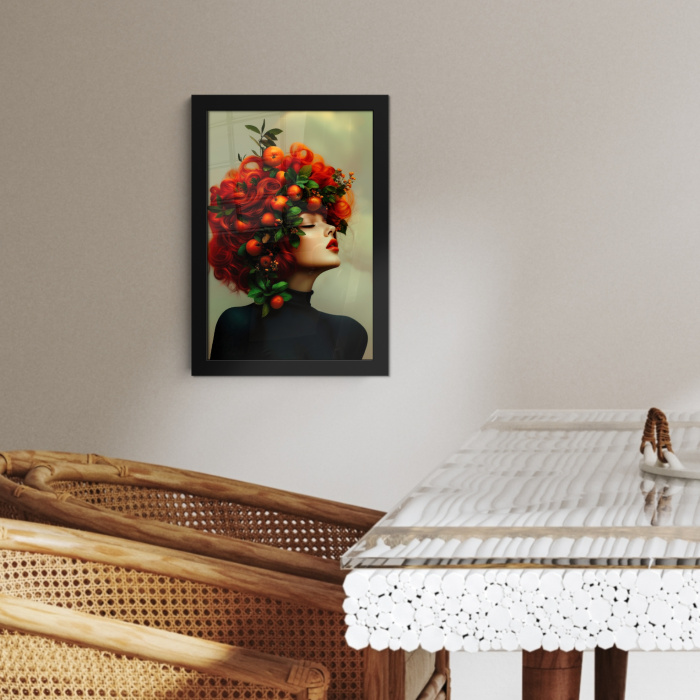 Vrouw - Appels - Rood - Bladeren KitchenYeah - Keuken - Fotolijst klein -sfeer3