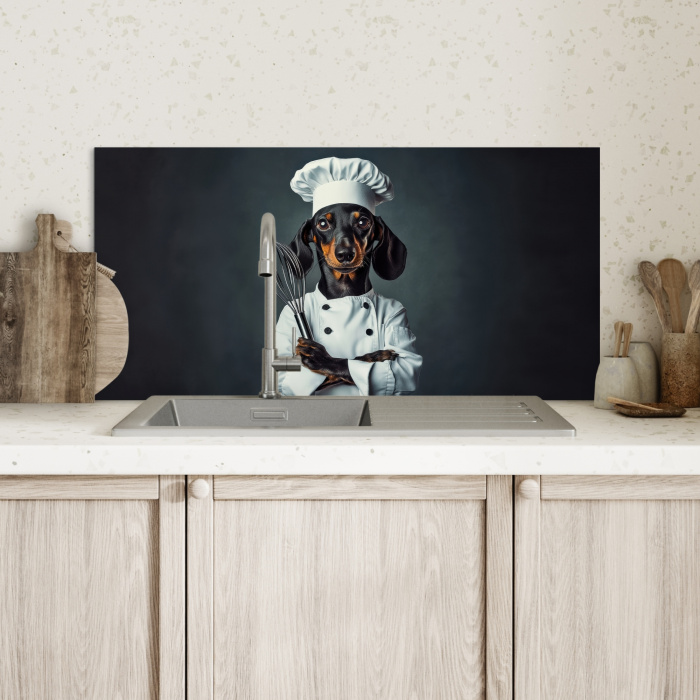 Hond - Garde - Kok Spatscherm Aluminium klein -sfeer2