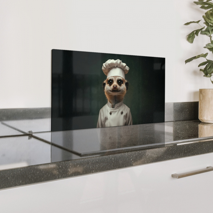 Dier - Kok - Stokstaartje Spatscherm Aluminium klein -zzproduct_nieuw