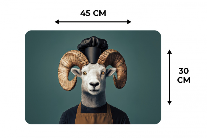 Geit - Hoorns - Kokskleding Placemat vinyl groot -specs