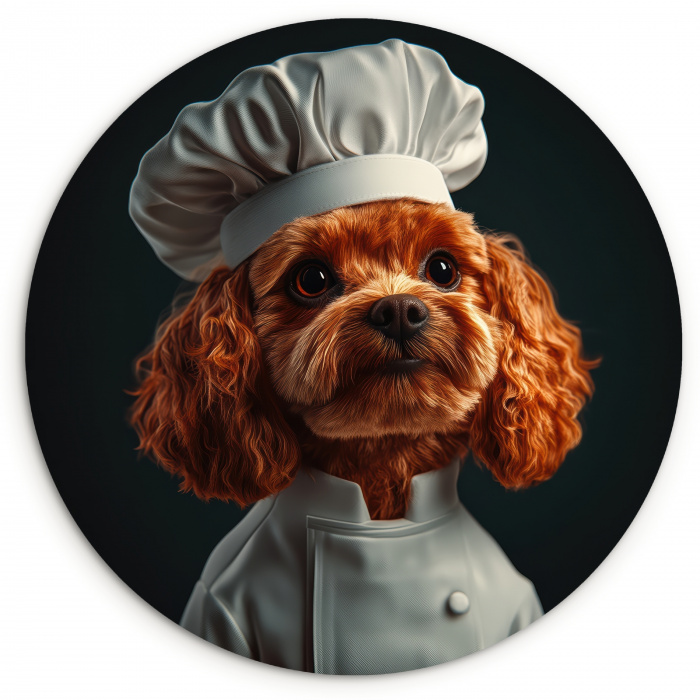 Bruin - Kok - Hondje KitchenYeah - Keuken - Wandcirkel Forex klein -3d