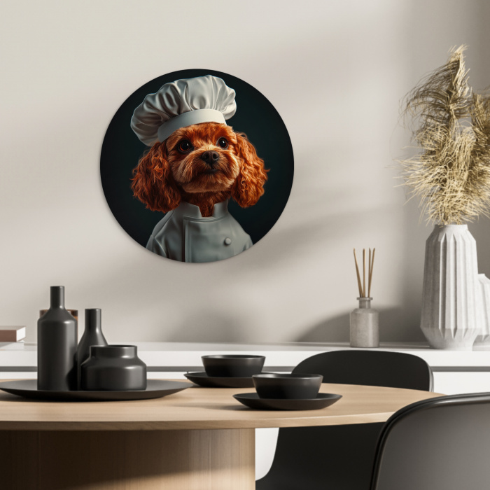 Bruin - Kok - Hondje KitchenYeah - Keuken - Wandcirkel Forex klein -sfeer2